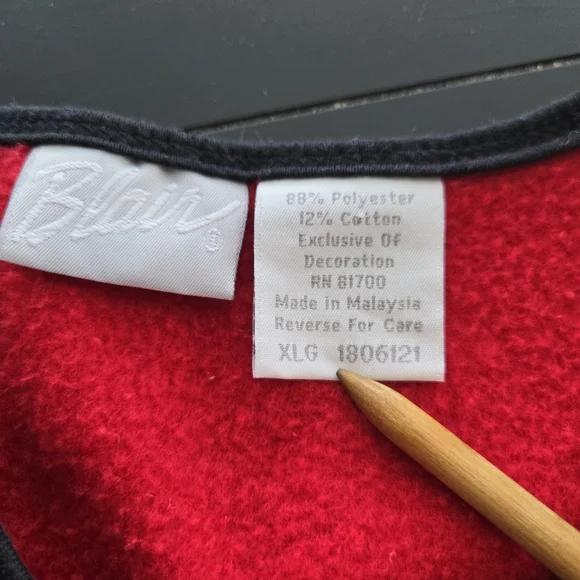 Vintage Blair Cat Vest Red Fleece Size XL Buttons Tuxedo Black Cat Lightweight - Picture 15 of 16